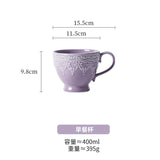 popxstar Purple Disc Lace Relief Series Ceramic Tableware Bowl Plate Tableware