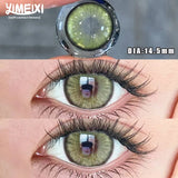 Popxstar 2-Piece Green Contact Lenses Grey Beautiful Pupil Soft Purple Color Lenses Myopia Degree Makeup Lens London Fog Grey