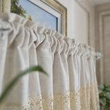 Popxstar 1pc American Crochet Short Curtain Cotton Linen Splicing Hollow Vintage Half Curtain for Kitchen Door Decor Cafe Window Drapery