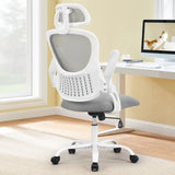 Popxstar Mesh Ergonomic Office Computer Desk Chair Flip-up Arms Adjustable Headrests Comfortable Lumbar Support For Home Office