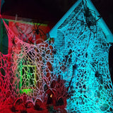 Popxstar Glow Dark Spider Web Garden Spider Web Glowing Halloween Spider Web Set Diy Fabric for Outdoor Haunted House Decoration Reusable