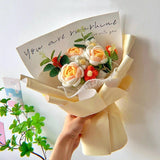 Popxstar  Hand Knitted Flower Bouquets Graduation Flower Bouquet Crochet Flowers Bouquet Finished Flower Bouquet Graduation Ceremony Gifts