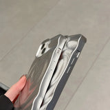 Popxstar  Love Heart Matte silver Silicone Shockproof Protection Back Cover For iPhone 15 Pro Max 13 Pro 12 11 14 Fashion Girls Phone Case