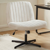 Popxstar Cross Legged Office Living Room Rocking Gaming Chair Armless Wide Desk Adjustable Swivel Fabric Task Vanity Home Office