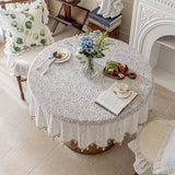 White Round Tablecloth for Wedding Decor Embroidered Lace Table Cloth Rectangle Tablecloth Banquet Coffee Table Cover Kitchen