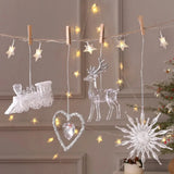 Popxstar Christmas Tree Pendant Clear Acrylic Snowflake Icicle Wreath Hanging Ornaments For Xmas New Year Party Home Decoration Noel Gift