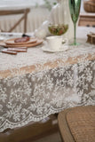 Popxstar Lace Tablecloth Rectangular White Overlay Tea Table Cover Floral Embroidery Vintage for Wedding Outdoor Party Decor Exquisite