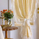 Popxstar Farmhouse Curtains Cotton Floral Ruffle Trim Privacy Drapes for Dining Living Room Bathroom Semi-blackout Vintage Chic Decor