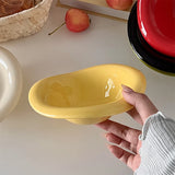 Popxstar Ins Ceramic Saucer Korean Style Dessert Yogurt Oats Bowl Cream Color Fruit Salad Container Food Display Plate Kitchen Utensils