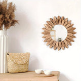 Popxstar 12inch Rustic Wooden Farmhouse Decorative Mirror Wall Mounted Vanity Mirror