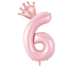 Popxstar  40inch Pastel Light Blue Pink Foil Number Balloon With Crown 1 2 3 4 5 6 Boy Girl Birthday Party Baby Shower Wedding Decoration