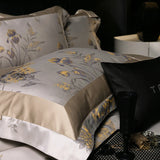 Popxstar  Premium 1000TC Egyptian Cotton Yarn-dyed Jacquard Luxury Bedding Set Duvet Cover Flat/Fitted Bed Sheet Pillowcases 4Pcs