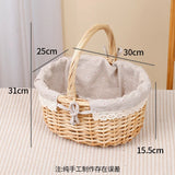 popxstar New Wicker Egg And Fruit Basket Storage Basket Handheld Outdoor Picnic Basket Egg Basket Flower Basket Gift For Best Friend