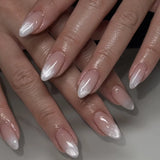 Popxstar 24pcs Simple Almond False Nails Sets Blush Design Press on Nails Art Datachable Short Oval Fake Nail with Jelly Glue Manicure