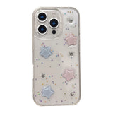 Popxstar  Lovely Colorful 3D Star Bling Glitter Phone Case For iPhone 16 Pro Max 17 Air 15 13 12 11 14 Plus Clear Back Cover