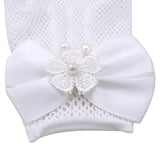 Popxstar Sweet Flower Girl Short Gloves Mesh Bow Lace Pearl Gloves Children Fashion Elegant Gloves Mittens Wedding Party Decoration