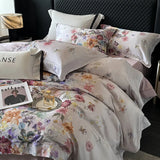 Popxstar  Premium 1000TC Egyptian Cotton American Oil Painting Style Flower Print Bedding Set Duvet Cover Bed Sheet Set Pillowcases 4Pcs