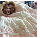 Popxstar  Rose Embossing Quilted Duvet Cover Set Vintage Lace Ruffles Pure Cotton Bedding Set Bed Sheet/Bed Skirt/Fitted Sheet Pillowcases