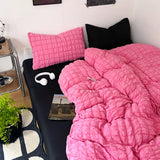 3/4Pcs Bedding Set Solid-Color Minimalist Bubble Gossamer Bed Linen With Ruffles Double Bed Beddings Sets Full Four-Season