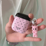 Popxstar  Korea Cute Black Polka Dots Soft Cover Case For Apple AirPdos 1 2 3 4 Pro 2 Earphone Protection Cases Cartoon Lovely Cat Pendant