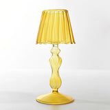Popxstar  European Style Glass Desk Lamp Shaped Candle Holder High Legged Striped Candle Holder Wedding Home Creative Decoration