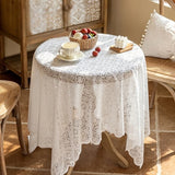 Popxstar  Lace tablecloth white retro round table square tablecloth coffee table household French cover