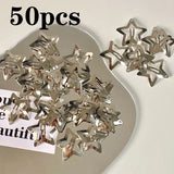 2/50Pcs Y2K Silver Star Hair Clips for Girls Filigree Star Metal Snap Clip Hairpins Barrettes Hair Jewelry Nickle Free Bobby Pin
