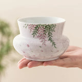 Popxstar  Hand Drawn Wisteria Flower Tea Washing Large Ceramic Tea Set Accessories Desktop Tea Residue Jar