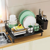 Dish Drying Rack,Cutlery Rack With Drain Tray and Drip Line,Cup Holder,Cutlery Holder,Kitchen Countertop Storage Rack