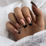 Popxstar 24Pcs Short Ballet False Nails with Bow Design White French Press on Nails Wearable Square Head Full Cover Fake Nail Manicure