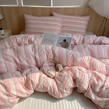 Popxstar  Nordic Ins Bedding Set Pure Cotton Duvet Cover Set Bed Sheets Set Skin-Friendly Single Twin Full Queen Size Flat&Fitted Sheet