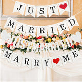 Popxstar White Just Married Vintage Paper Garland Marry Me Letter Banner Wedding Photo Props Bunting For Bridal Shower Party Chair Decor