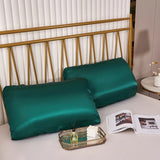 Popxstar Luxury Imitation Silk Elastic Band Pillow Cover Solid Comfortable Smooth Satin Pillowcase Queen High End King Size Pillow Cases