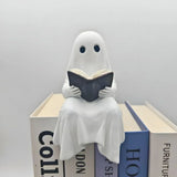 New Halloween Sit Specter Statue Resin Miniature Size Reading Specter Statue with Book Specter Ornament Desktop Decoration