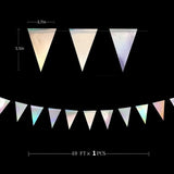 Popxstar  Iridescent Party Decorations Holographic Hanging Triangle Pennant Banner Flags Bunting Garland for Birthday Disco Party Supplies