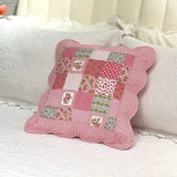 Soft Breathable 100% Cotton Patchwork Pillow Cover with Ruffled Edge Multi Functional Cushion Case for Sofa and Office Easy Care