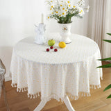 Popxstar Floral Round Tablecloth with Tassel Flower Tablecloth Suitable for Kitchen Decorantion/Indoor and Outdoor Dining Table/Party