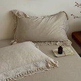 Popxstar  88% Cotton and 12% Linen Jacquard Vintage Hollow Lace Edge Summer Quilt Air Condition Thin Comforter Lightweight Blanket 1/4Pcs