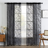 Popxstar room inspo ideas 1 Piece Vintage Floral Embroidery Clear Lace Curtain Panel - Privacy & Light Filtering, Machine Washable