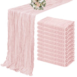 Popxstar 10PCS Set Semi-Sheer Gauze Wedding Table Runner Sage Green Cheesecloth Table Dining Party Christmas Banquets Arches Cake Decor