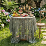 Embroidered Lace Table Cloth French Artistic Ruffled Table Cover Elegant Hollowed Out Home Anti-Slip Linen Decorative Tablecloth