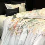 Popxstar  Premium 1000TC Egyptian Cotton Flowers Plant Prints Spring Summer Bedding Set Duvet Cover Flat/Fitted Bed Sheet Pillowcase 4Pcs