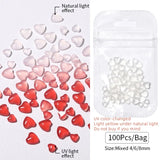Popxstar 100pcs Clear Crystal Rhinestones Jewelry 3D Love Heart Nail Charm for Nail Art Decoration Clear Resin Valentine's Day Nail Parts