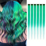 Popxstar 6pcs/pack Colored Party Highlights Clip in Hair Extensions for Girls 22 inches Multi-colors Straight Hair Synthetic Hairpieces