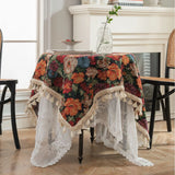 Popxstar  Table Cloth American Style Jacquard Iris Bird Plant Table Cloth Thick Tablecloth