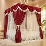New Wedding Palace Mosquito Net with Frame Romantic Princess Shading Bed Curtain Canopy Nets Three-door for Girls