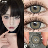 2pcs New Natural Contact Lenses Grey Colored Lenses with Degree Beauty Pupils Korean Lenses Cosmetics Fast Shipping