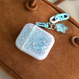 Popxstar Glitter Sequins Bling Earphone Case For AirPods 1 2 3 4 Protective Cover Funda with Keychain for Apple Airpods 3rd 4th Gen Pro 2