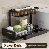 Double-layer Kitchen Sink Storage Rack Countertop Drawer Organizer Spice Rack Waterproof Sink Storage Drawer Organizer