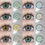 Popxstar  1pair Fashion Colored Lenses for Eyes Korean Natural Contact Lenses Brown Gray Pupils Yearly Soft Lens Women Cosmetics